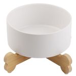 Petygooing White Dog Bowls Ceramic, Medium Size Dish Set with Bone Stand for Pet Food and Water,Non-Slip Weighted Cute Modern Feeder for Cats & Small Puppy and Medium Dogs (28OZ/6.1 in)