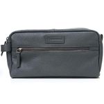 Alpine Swiss Sedona Toiletry Bag Genuine Leather Shaving Kit Dopp Kit Travel Case Gray