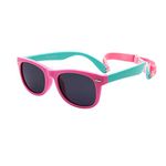 FOURCHEN Flexible Polarized Baby Sunglasses for Toddler and Infant with Strap Age 0-3 (pinkgreen)