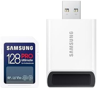 SAMSUNG PRO Ultimate Full Size Memory Card+USBReader, 128GB SDXC, Up to 200 MB/s, 4K UHD, UHS-I, C10, U3, V30, A2 for DSLR, Mirrorless Cameras, PCs, MB-SY128SB/AM