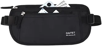 DAITET Money Belt - Passport Holder Secure Hidden Travel Wallet with RFID Blocking, Undercover Fanny Pack (Black)