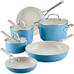 KitchenAid Hard Anodized Ceramic Nonstick Cookware Pots and Pans Set, 9 Piece, Blue Velvet