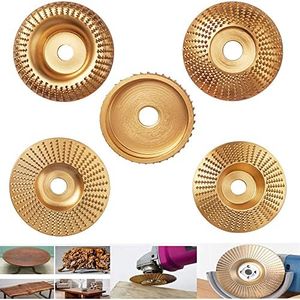 MTOMDY 5 PCS Wood Carving Disc Set, Wood Shaping Disc for 4" or 4-1/2" Angle Grinder with 5/8” Arbor, Grinding Wheel Shaping Disc Set Wood Cutting Shaping Polishing