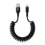 Coiled Lightning Cable for Car, [0.4M-1.8M] Apple Carplay Cable Lead, Retractable iPhone Charger Cable Short Fast Charging Cord for iPhone 14 13 12 11 Pro Max SE XS XR X 8 7 6 Plus i Pad