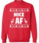 Awkward Styles Nice AF Sweatshirt Naughty or Nice Couples Ugly Christmas Sweater Red S