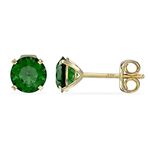 Aeon Jewellery Birthstone Stud Earrings - May Green Emerald | 9ct Yellow Gold & Cubic Zirconia Diamond | Polishing Cloth Included