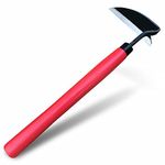 SHANFEEK Japanese Style Hand Weeding Hoe Gardening Tools Weed Remover Tool High-Carbon Steel One-Piece Molding With Solid Wood Handle(Red)