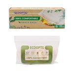 100% Compostable Snack Zip Bag | ECO-Friendly Small Storage Bags | Freezer Bag | Plant-Based BPA-free | Seal well for Cookie, Chips and Snack (50Bags)