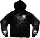 Hot Leathers Stencil Skull Zip Hoodie (Black, XXX-Large)