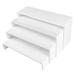 ELEGANTLIFE Acrylic Display Riser,4.3mm Heavy Duty Crystal Display Stand Shelf Layered Aesthetic, Jewelry Display Shelf Risers for Décor,4 Pack Set Multi-color (White)