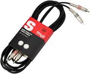 Stagg STC3C Pro-Series 3m Twin 2 RCA to 2 RCA Audio Cable - Black