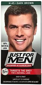 Just For Men Shampoo-In Colour, Grey Hair Dye For Men, Various Shades, Restores Original Colour For A Natural Look - Dark Brown, H-45