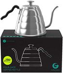 Coffee Gator Gooseneck Kettle with Thermometer, 34 oz Stainless Steel, Stove Top, Premium Pour Over Kettle for Tea and Coffee w/Precision Drip Spout, 4 Cup