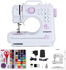 Leogreen Machine à Coudre Électrique, Machine à Coudre Débutant avec 12 programmes de couture, avec Kit Couture et pédales, pour Débutants Parents et Enfant (Violet)