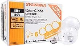 SYLVANIA Incandescent G25 Décor Globe Light Bulb, 40W, Dimmable, E26 Medium Base, Clear, 2850K, Warm White - 6 Pack (14191)