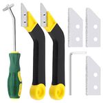 Swpeet 7Pcs Grout Removal Tool and Tile Grout Saw Angled Grout Saw with 3 Pieces Extra Blades Replacement and Wrench Assortment Kit, Caulking Removal Tool Grout Cleaner Scraper Remove Grout