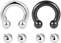 Mayhoop 10G 2pcs PA Rings Internally Threaded Circular Horseshoe Barbells 316L Surgical Steel Body Piercing Jewelry 12mm