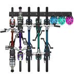 ITHWIU Wall-mounted Vertical Adjustable Bike Rack Garage Storage System with 5 Adjustable Hooks 3 Helmets Hooks for Indoor & Home Use