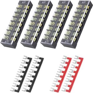 BlueStars 4 Packs 8 Positions Terminal Strip Blocks 600V 25A with Cover and 4 Packs 400V 25A 8 Positions Pre-Insulated Terminals Barrier Strip Used for Home Electrical Project