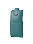 Real Leather Slim Glasses Case in Teal Green genuine leather spectacle pouch ladies men