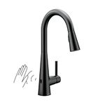 Moen 7864EWBL Sleek Motionsense Wave Sensor Touchless One-Handle High Arc Pulldown Modern Kitchen Faucet Featuring Power Clean, Matte Black