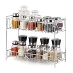 Cri8Hub Heavy Big Size Stainless Steel Spice 2-Tier Floor Mount Trolley Container For Boxes/Utensils Dishes Plates For Home (Multipurpose Kitchen Storage Shelf Shelves Holder Stand Rack,Tiered Shelf)