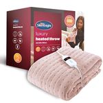 Silentnight Comfort Control Heated Throw Blanket - Luxury Fleece Electric Heated Overblanket for Sofa Bed with 9 Heat Settings, Fast Heat-up and Safety Shut Off - Machine Washable - 130x160cm - Blush