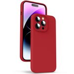 Supdeal Liquid Silicone Case for iPhone 14 Pro, [Camera Protection] [Anti Fingerprint] [Wireless Charging] 4 Layer Phone Case Protective Cover, Built-in Microfiber Case Cover, 6.1", Red