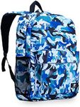 Fenrici Shark Backpack for Boys, Girls, Kids’ Camo Backpack for School, Lightweight, Durable, Multiple Compartments, Blue