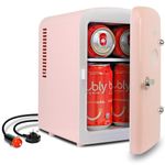 Koolatron Retro Mini Fridge For Bedrooms 12V Portable Cooler Refrigerator 4L Small 6 Can Table Top Quiet Mini Fridges For Skincare Food Drinks Kids Home Car & Travel Black