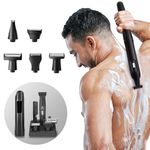 NUBACK Back Shavers for Men, 5-in-1 Men's Electric Back Shaver with Adjustable Extension Handle, Multifunctional Self-Service Body Hair Trimmer Wet or Dry, Body Groomer for Men Travel-Friendly