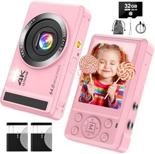 Digital Camera - 4K Digital Cameras for Photography - 64MP UHD Point and Shoot Camera Compact Cameras - Autofocus Small Camera 16X Zoom 32GB Card - Portable Vlogging Camera for Kids Teens Girls Boys