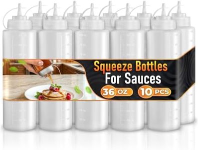 10-Pack Plastic Condiment Squeeze Bottles 36 oz – Refillable Squirt Bottles with Narrow Tip, Leak-Resistant | Great for Oil, Sauces, Ketchup, Mayonnaise, Syrup, Dressing, Easter BBQ and Catering Use