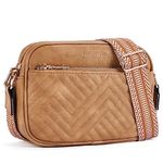 BOSTANTEN Crossbody Bags for Women Vegan Leather Quilted Purses Small Shoulder Bag Ladies Handbags with Wide Strap Brown