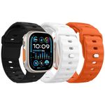 MoKo 3Pack Ocean Band Compatible with Apple Watch Ultra 2 Band 49mm 46mm 45mm 44mm 42mm for Men Women, Silicone Bracelet Apple Watch Ultra Strap for iWatch Series 10 9 8 7 6 5 4 3 SE Ultra 2 1B/O/W