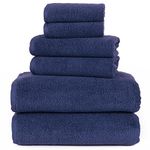 Lavish Home 6 Piece 100-Percent Egyptian Cotton Zero Twist Towel, Navy