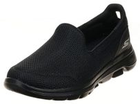 Skechers Women's GO Walk 5 Slip On Trainers, Black Textile Trim, 5.5 UK