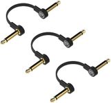 Rock Stock Guitar Flat Patch Cables - 24 Inch C-Shape Effect Pedal Cables - Black with Durable Gold Plated Connectors, Maximize Pedalboard Space (3 Pack)