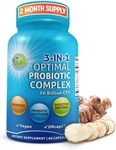 Probiotics with Digestive Enzymes and Prebiotic for Women and Men - 3-in-1 Vegan Probiotic Prebiotic Multi Enzyme Complex for Gut Health - Maximum Absorption Delayed-Release Capsules