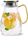 Auxmeware - Heat Resistant Glass Pitcher with Lid and Spout, Glass Iced Tea Pitchers Beverage Pitchers for Fridge, Glass Water Pitcher and Carafe 75oz/2200ml