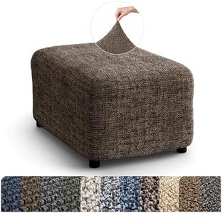 PAULATO BY GA.I.CO. Ottoman Slipcover - Stretch Stool Sofa - Pouf Protector for Pets and Kids - Soft Cover - Durable Furniture Slipcovers - Printed Collection - Vittoria Brown (Ottoman)