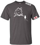 Fishing t Shirt carp Fishing Feeding with Name and England Flag in Blue (2XL)