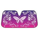 BDK AS-609 Pink Butterfly Premium Front Windshield Shade-Accordion Folding Auto Sunshade for Car Truck SUV-Blocks UV Rays Sun Visor Protector-Keep Your Vehicle Cool-58 x 27 Inch