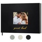 SUNEE Wedding Guest Book - Polaroid Guest Book Weddings Reception, Linen Cover Elegant Guest Book for Baby Shower, Birthdays and Special Events, 100 Blank Pages for Wedding Sign in and Photos, Black