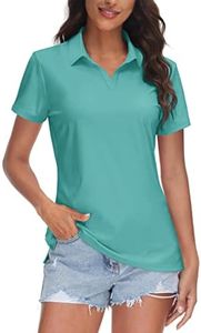 TACVASEN Golf Shirts for Women Sun Protection Polo Vneck T-Shirt Short Sleeve Tops Quick Dry Shirt Lightweight, Grey Green, XL