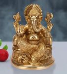 Artvarko Brass Ganesha Statue Ganesh Idol for Home Décor Living Room Office Year Gifts God Ganpati Vastu Murti Showpiece Religious Temple 7.5"