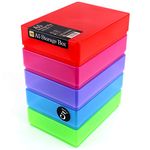 WestonBoxes A5 Plastic Craft Storage Boxes with Lids for Art Supplies, Paper and Card - 1.8 Litre Volume (Multicolour, Pack of 5)