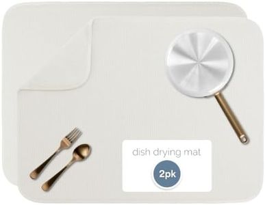 S&T INC. Dish Drying Mat XL 2 Pack, 18” x 24”, Absorbent Microfiber Kitchen Counter Mat, Dish Drying Pad for Dishes, Utensils, Pots and Pans, Extra Large, Cream