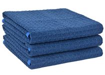 VIVOTE-Microfibre Tea Towels_Waffle Drying Kitchen Towels_Dish Cleaning Towel_Soft and Thick tea towel_ Blue T Towels 40X56cm (3pcs Navy Blue)