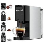 KOTLIE Single Serve Coffee Maker,4in1 Espresso Machines for Nespresso Original/K-cups/L'OR/Ground Coffee/illy Coffee ESE,19Bar Espresso Maker,1450W Fast Heat Coffee Machine(Black)